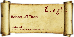 Babos Ákos névjegykártya
