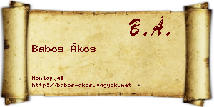 Babos Ákos névjegykártya